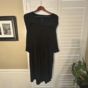 Escada Dress Womens 40 Black Rayon V Neck Fit & Flare Knee Length 3/4 Sleeve